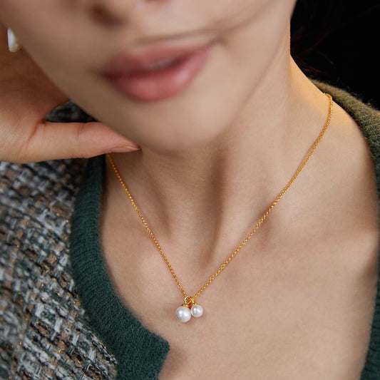 Twin Pearl Pendant Necklace