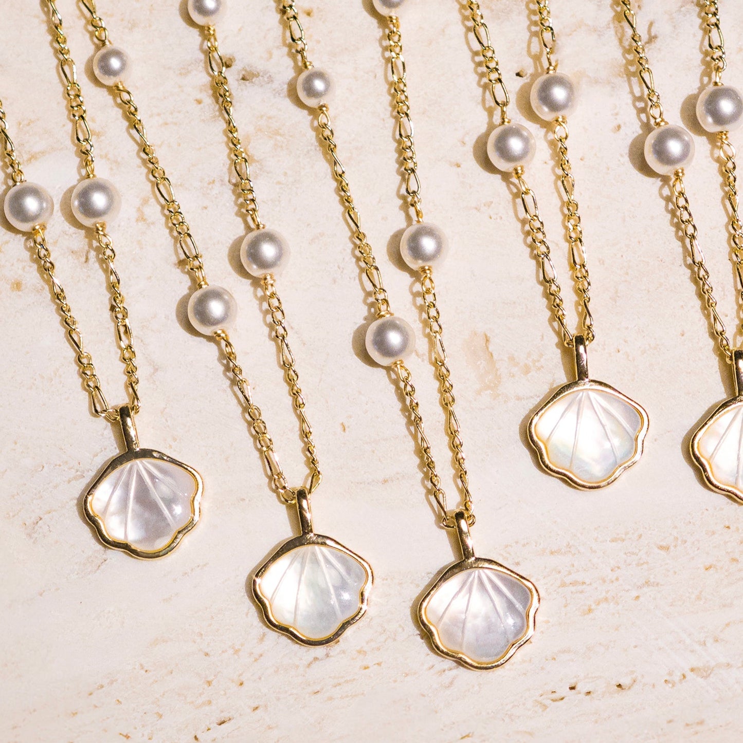 Shell’s Glow – Mother of Pearl & Swarovski Pearl Necklace
