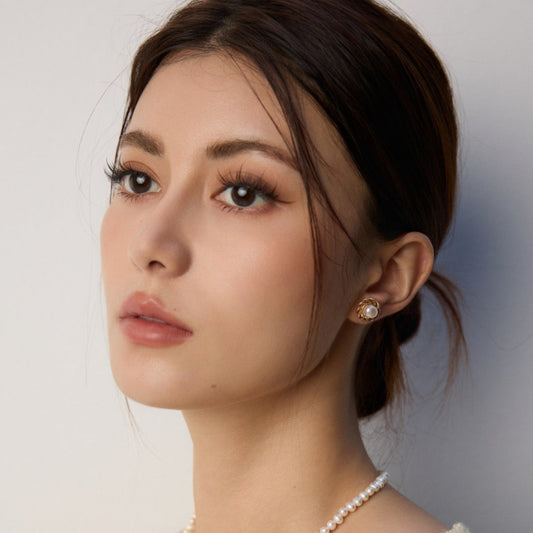 Vintage Woven Pearl Stud Earrings