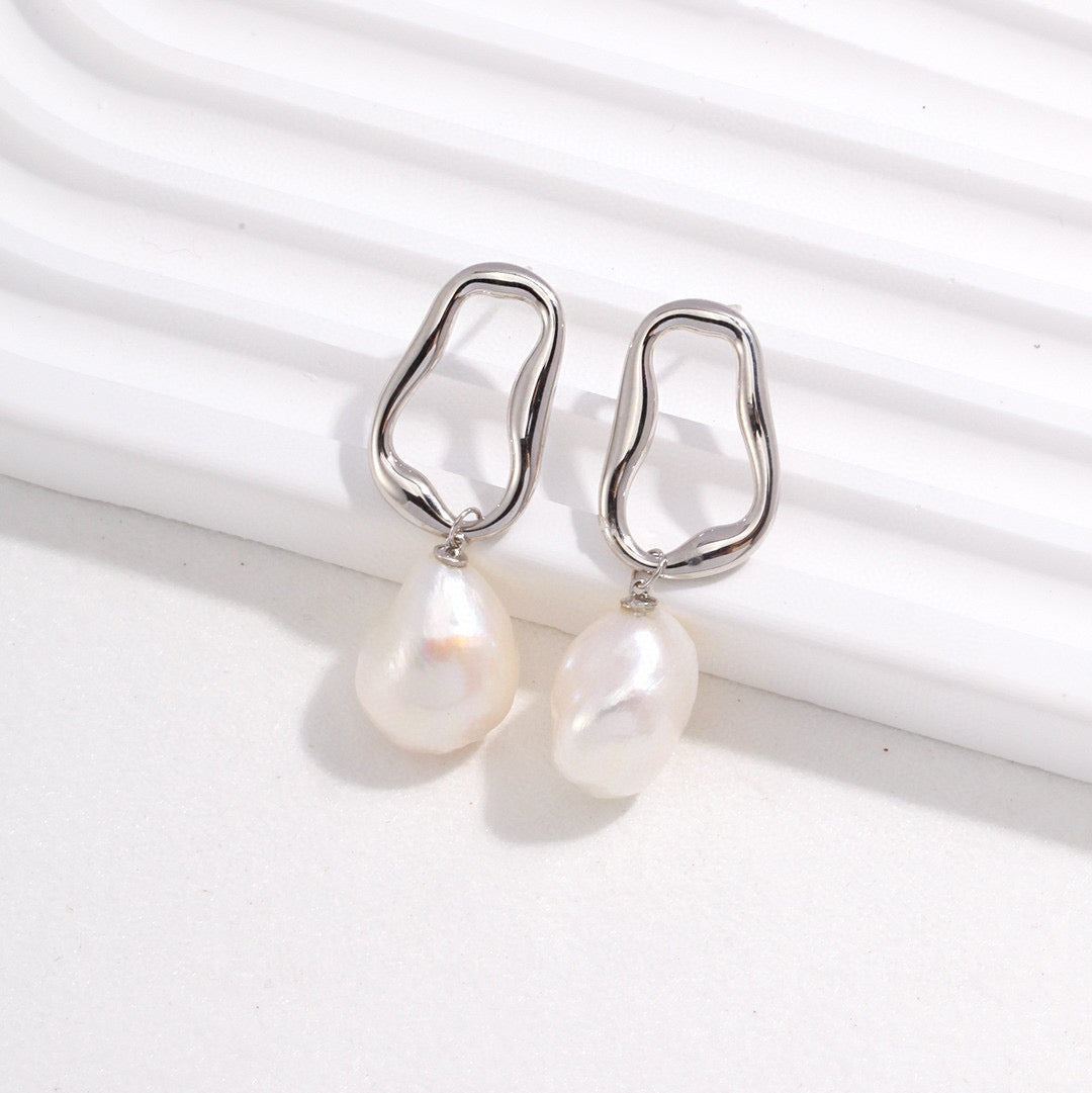 Baroque Pearl Drop Earrings with Freshwater Pearls