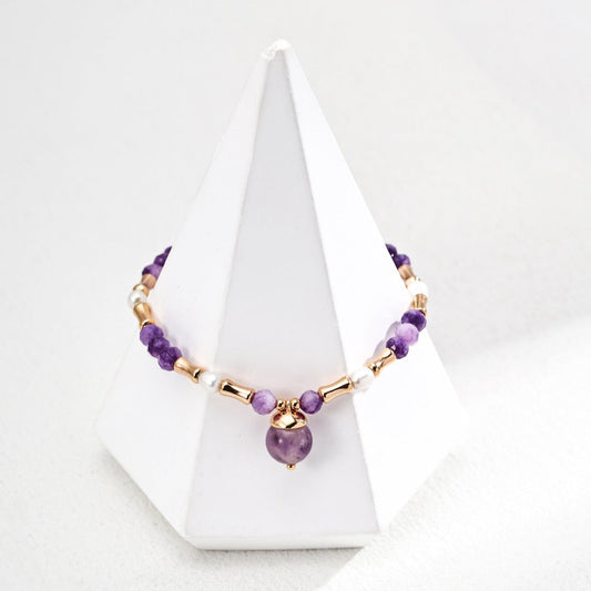Amethyst & Freshwater Pearl Beaded Bracelet jewelry piece