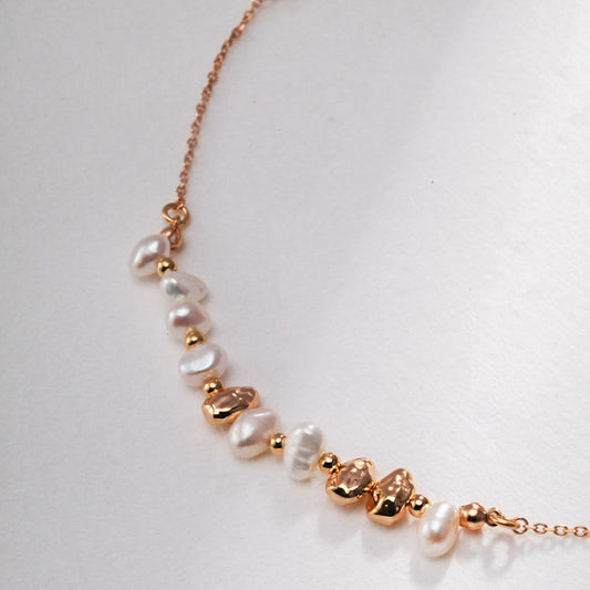 Golden Whisper Pearl Set Necklace Bracelet Earrings Jewelry