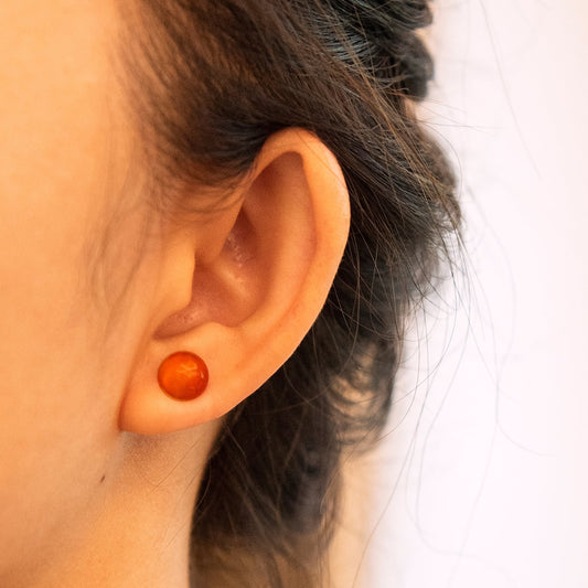 Fiery Red Agate Stud Earrings with Sterling Silver Posts