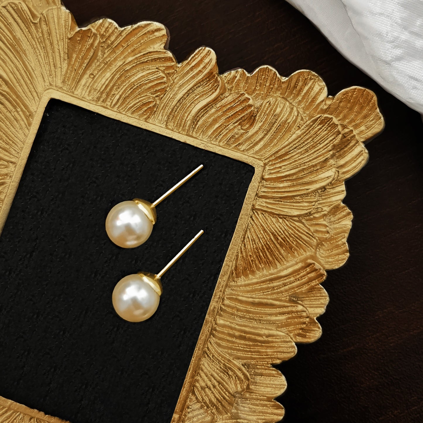 Classic Swarovski Pearl Stud Earrings with gold plating