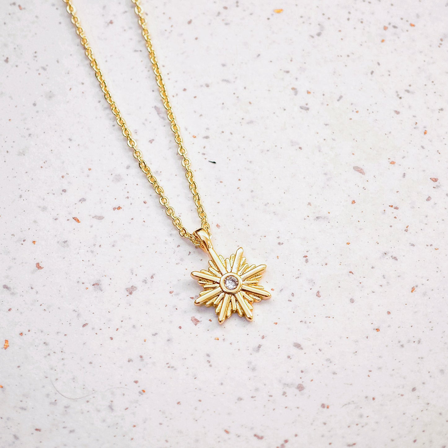 Golden Star Zircon Necklace with 14K gold plated pendant