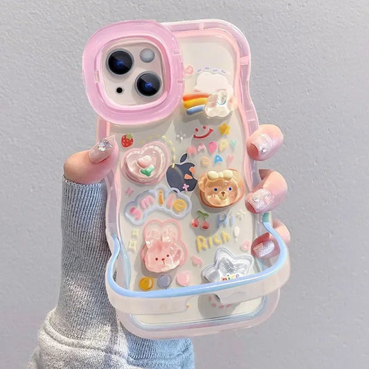 Adorable 3D Pop iPhone Case with Dual Kickstand β Rainbow