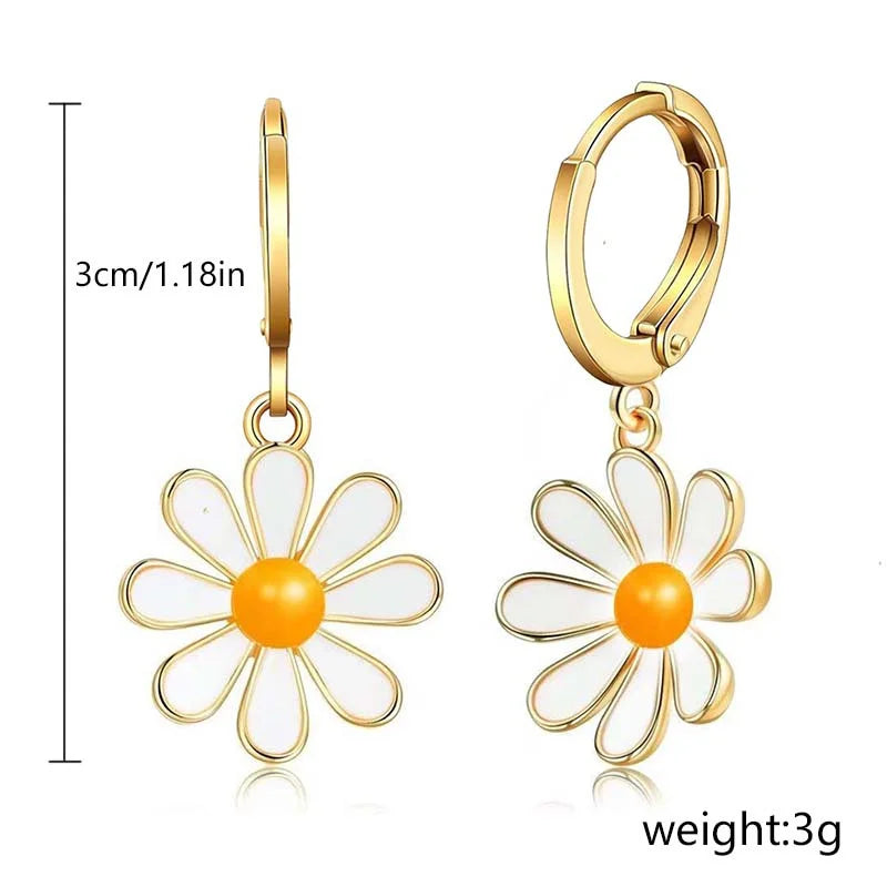 Delicate Daisy Drop Earrings Sweet Blossom Charm Jewelry