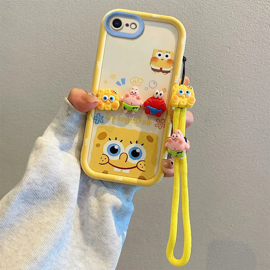 Sponge Squad Style β 3D Cartoon Phone Case with Lanyard