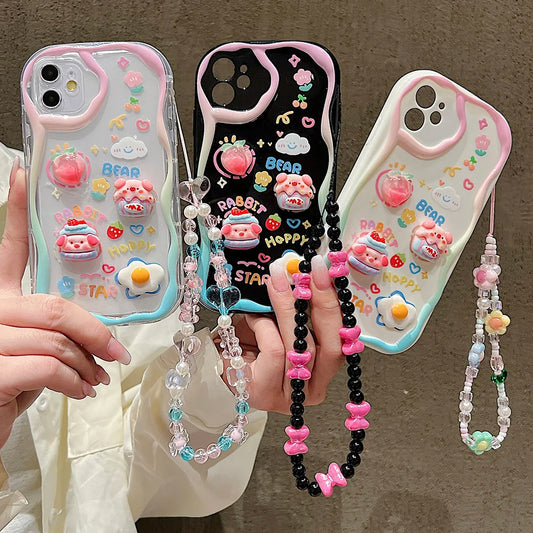 π¬Kawaii Overload! 3D Charm iPhone Case with Beaded Lanyard - iPhone 12/13/14 series