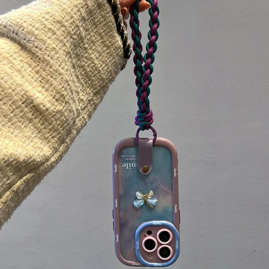 Purple Gradient iPhone Case with Braided Wrist Strap