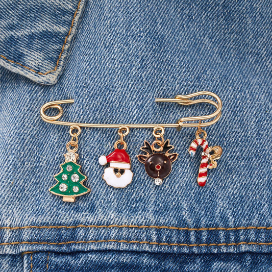 Festive Christmas Charm Brooch Pin Holiday Sparkle Gift