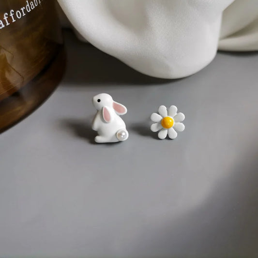 Cute Bunny Asymmetry Stud Earrings - Adorable Mismatch