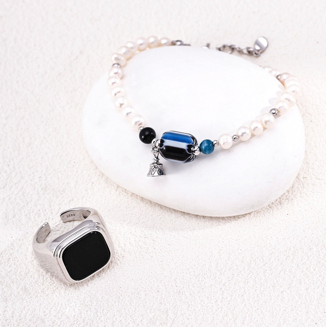 The Himalayan Flame Pearl & Agate Bracelet