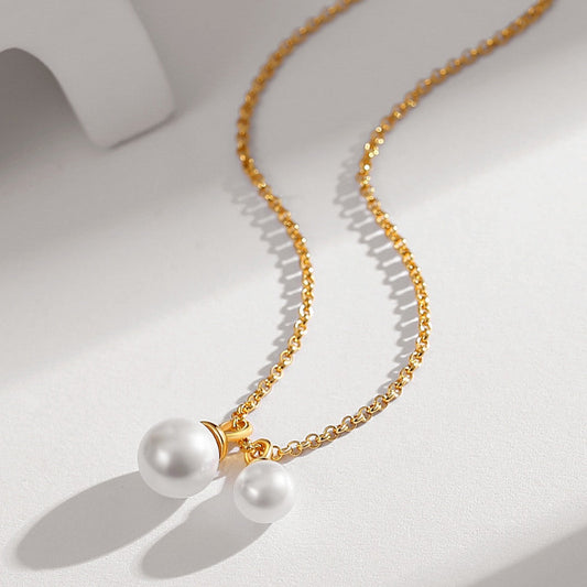 Twin Pearl Pendant Necklace