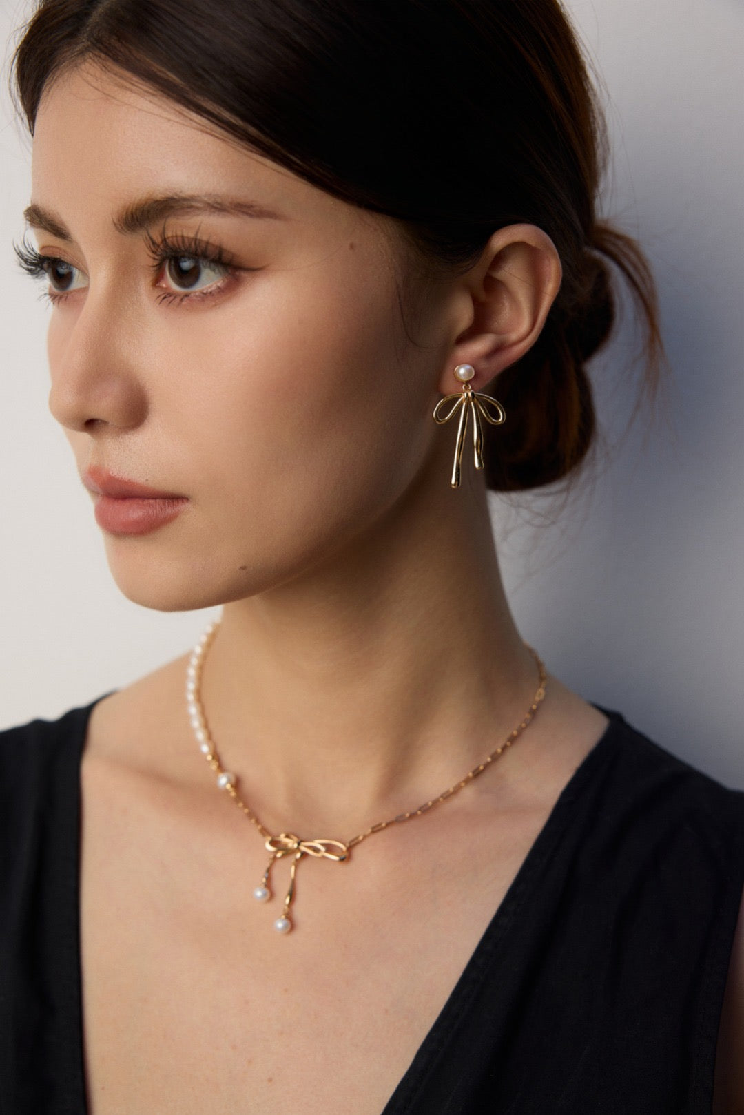 Vintage Bow Pearl Drop Earrings