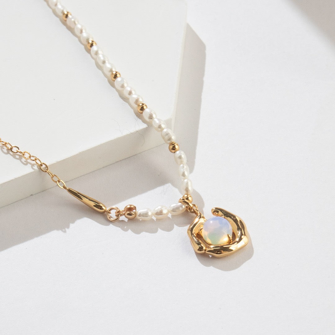 Mountain Bloom Opal & Pearl Necklace