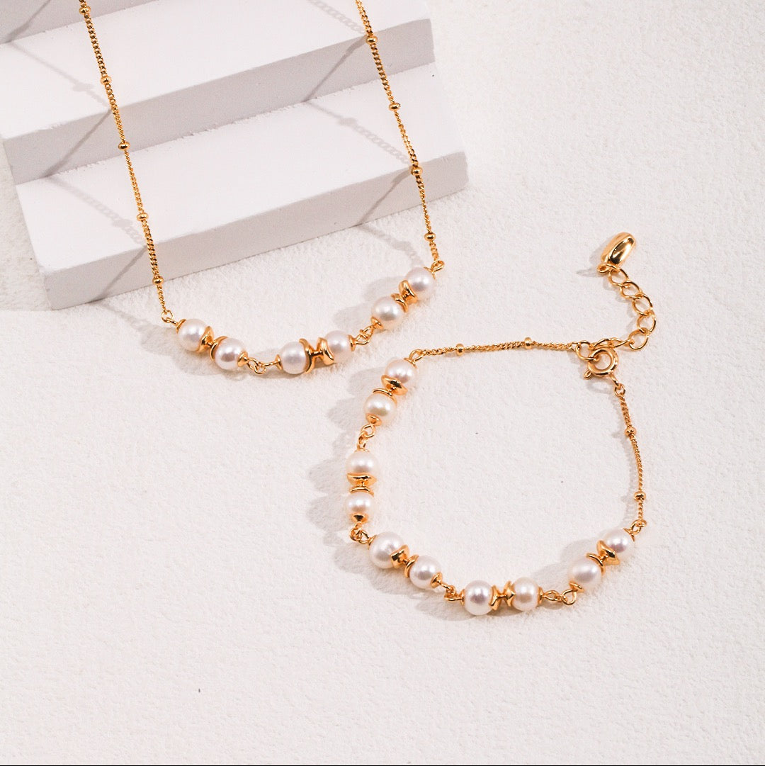 Elegant Interlaced Pearl Bracelet with Sterling Silver