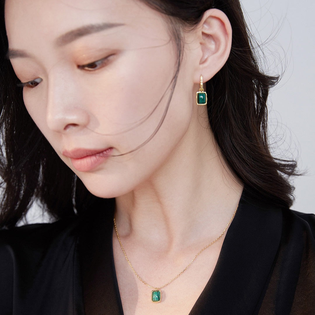 Elegant Malachite Jewelry Set