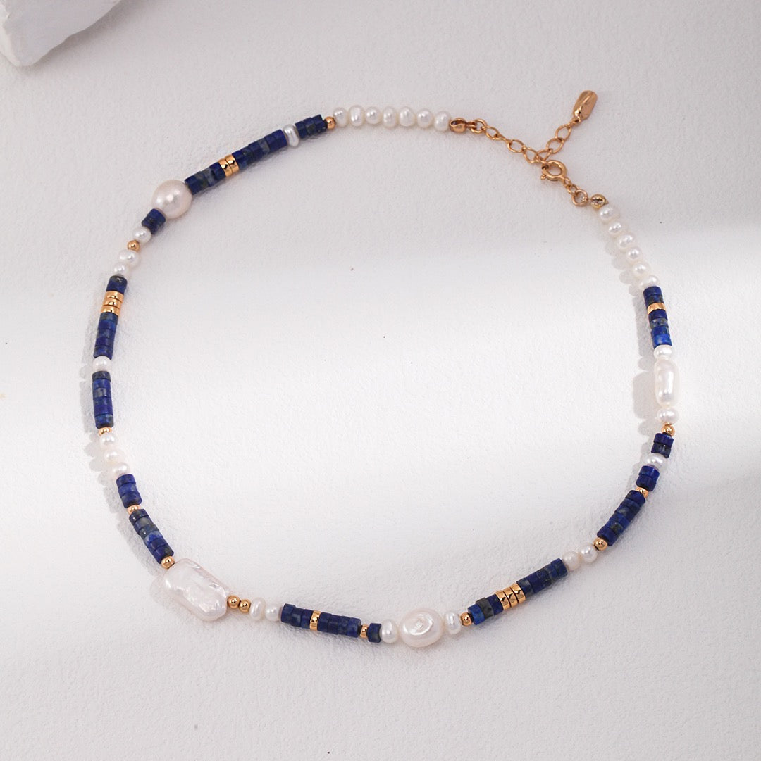 Lapis Lazuli & Freshwater Pearl Necklace jewelry design
