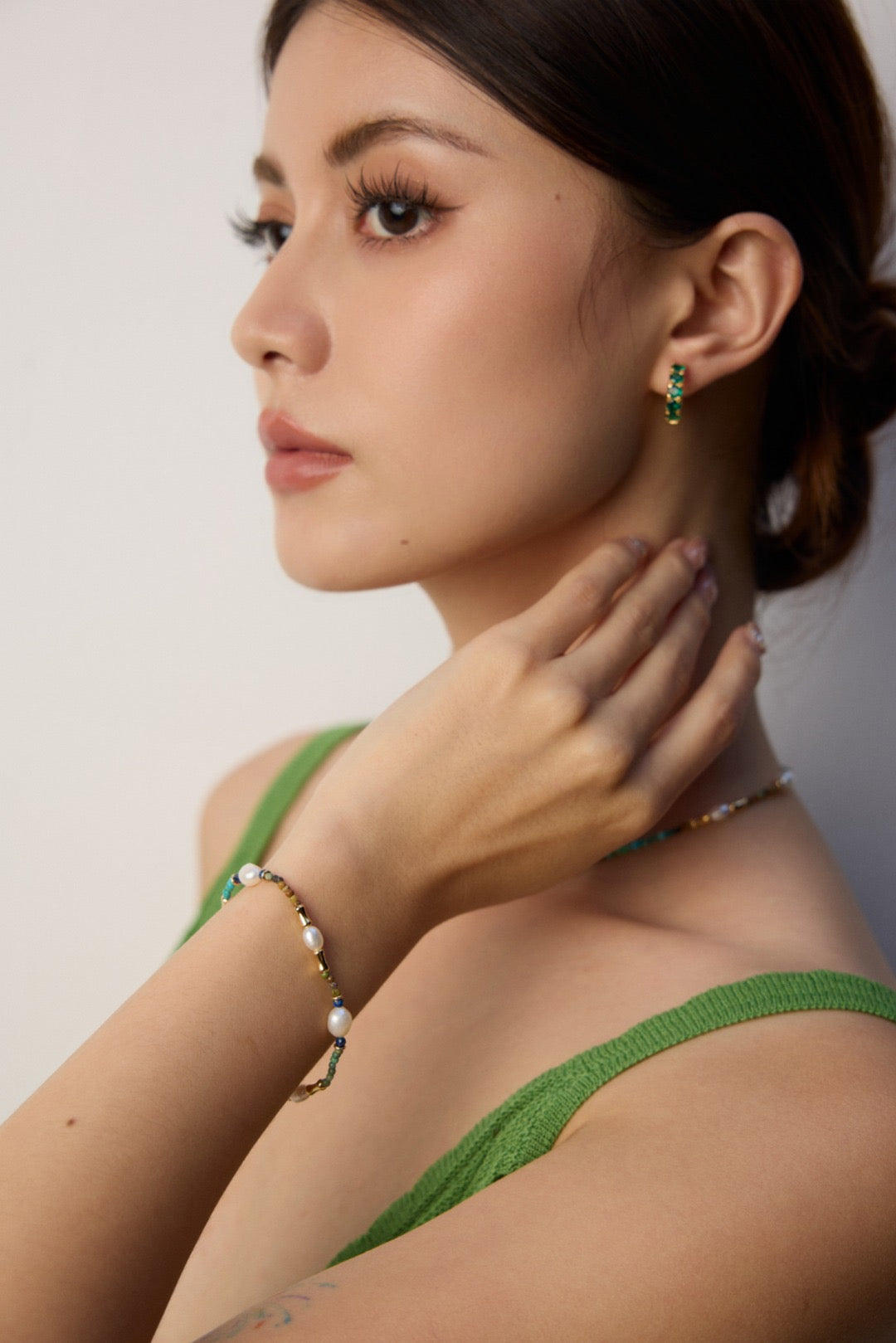 Turquoise & Pearl Beaded Bracelet and Necklace Set