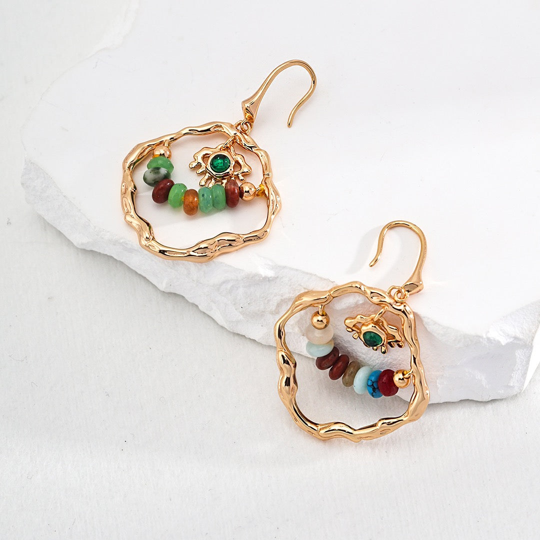 Dopamine Colored Gemstone & Pearl Jewelry Set Necklace