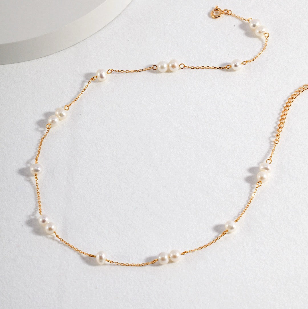 Minimalist Elegance Pearl Bracelet & Necklace Set