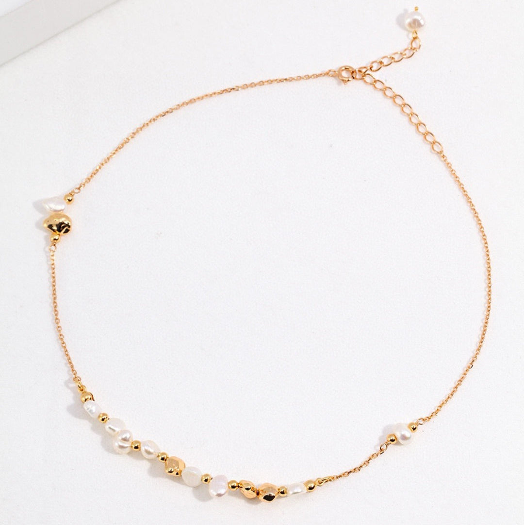 Golden Whisper Pearl Set Necklace Bracelet Earrings Jewelry