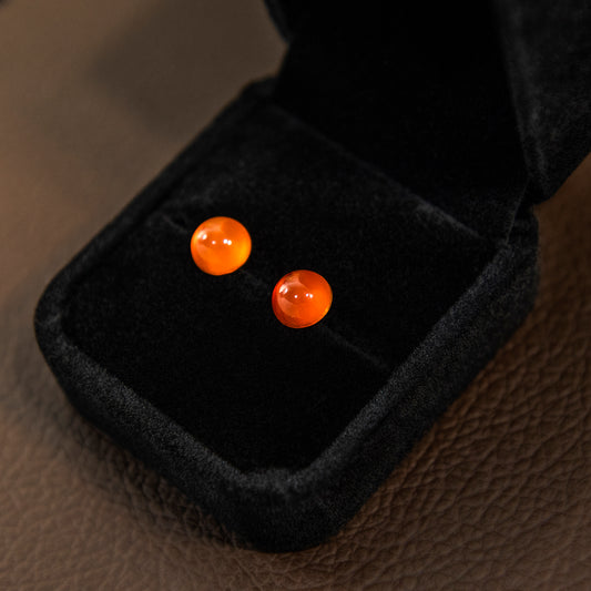 Fiery Red Agate Stud Earrings