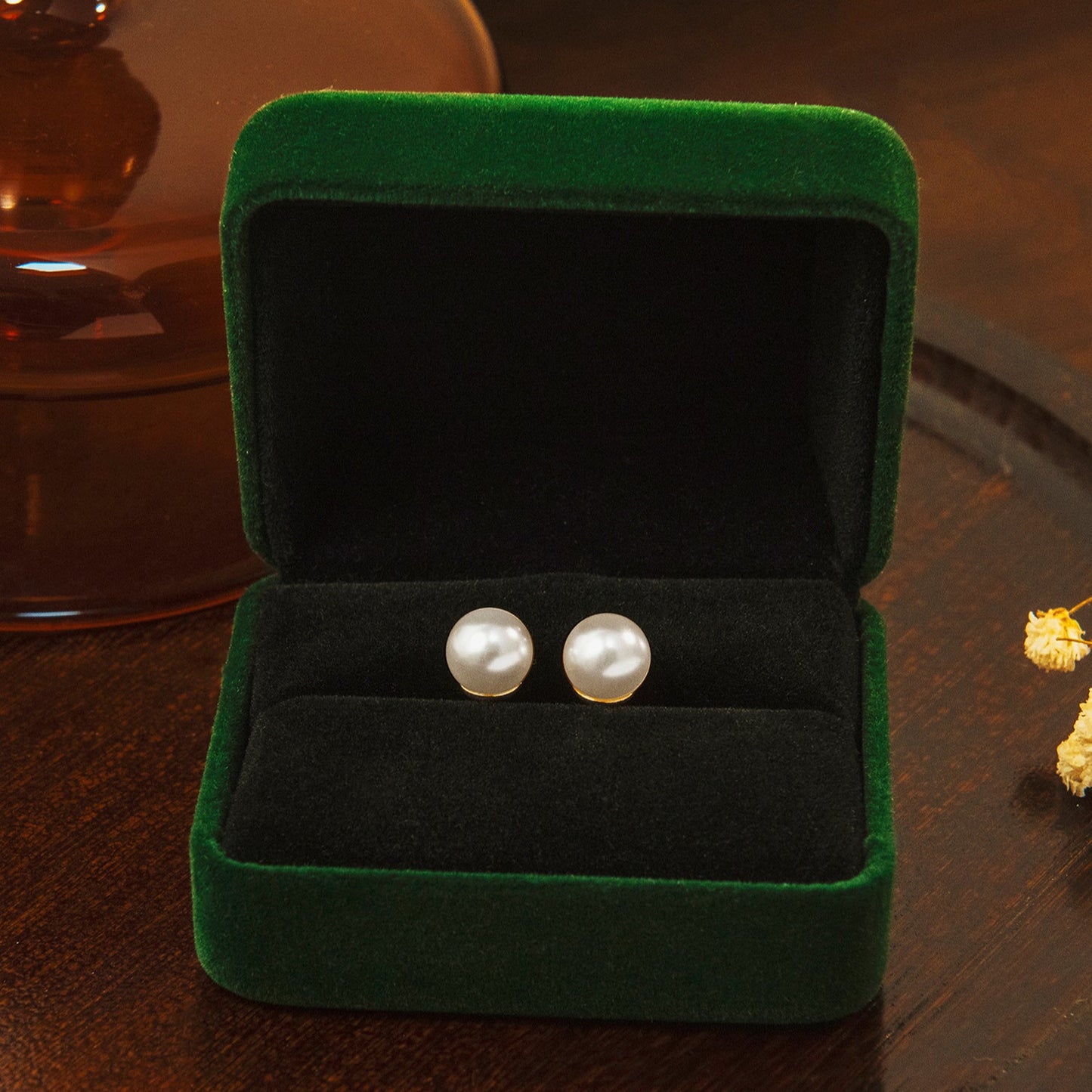 Classic Swarovski Pearl Stud Earrings with gold plating