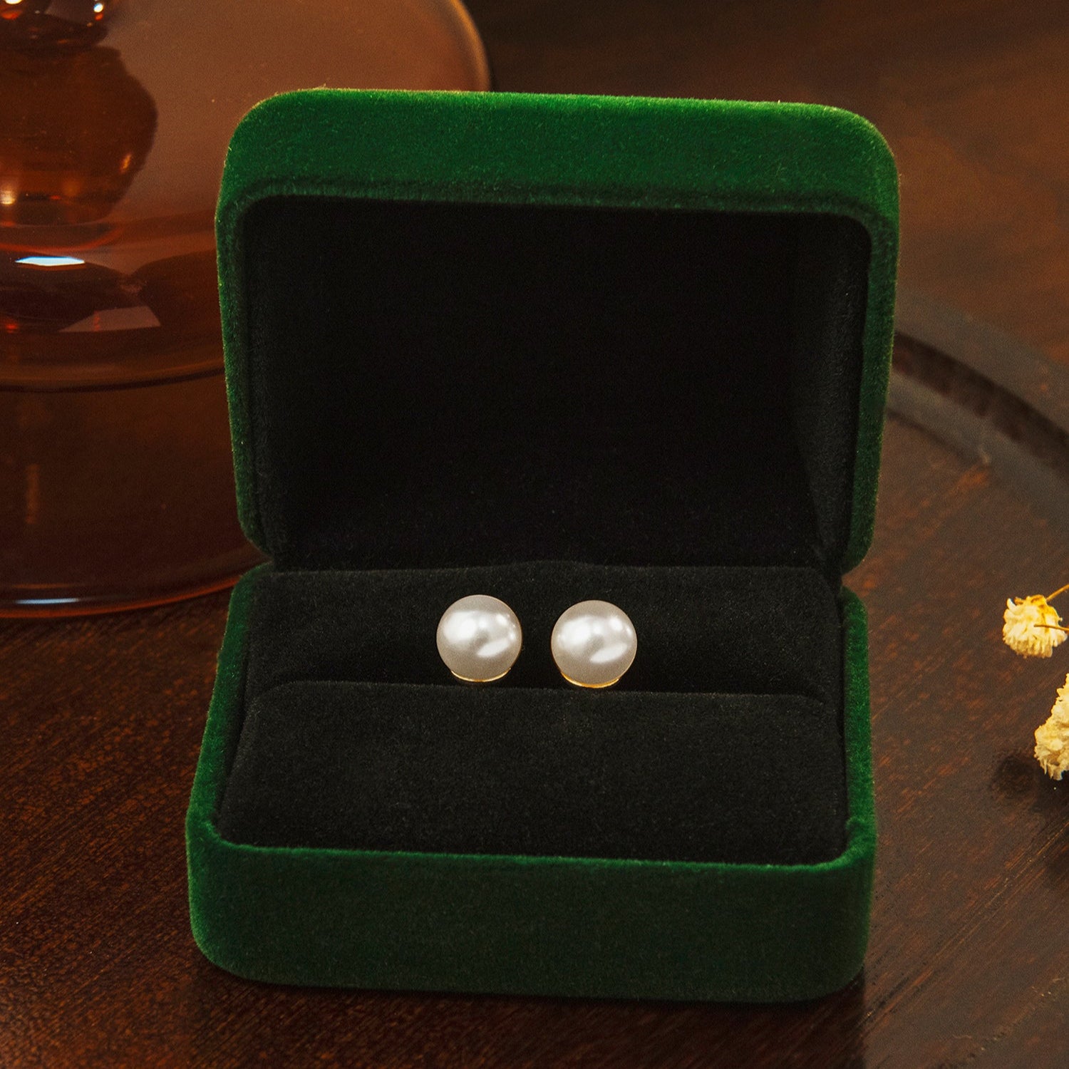 Classic Swarovski Pearl Stud Earrings with gold plating