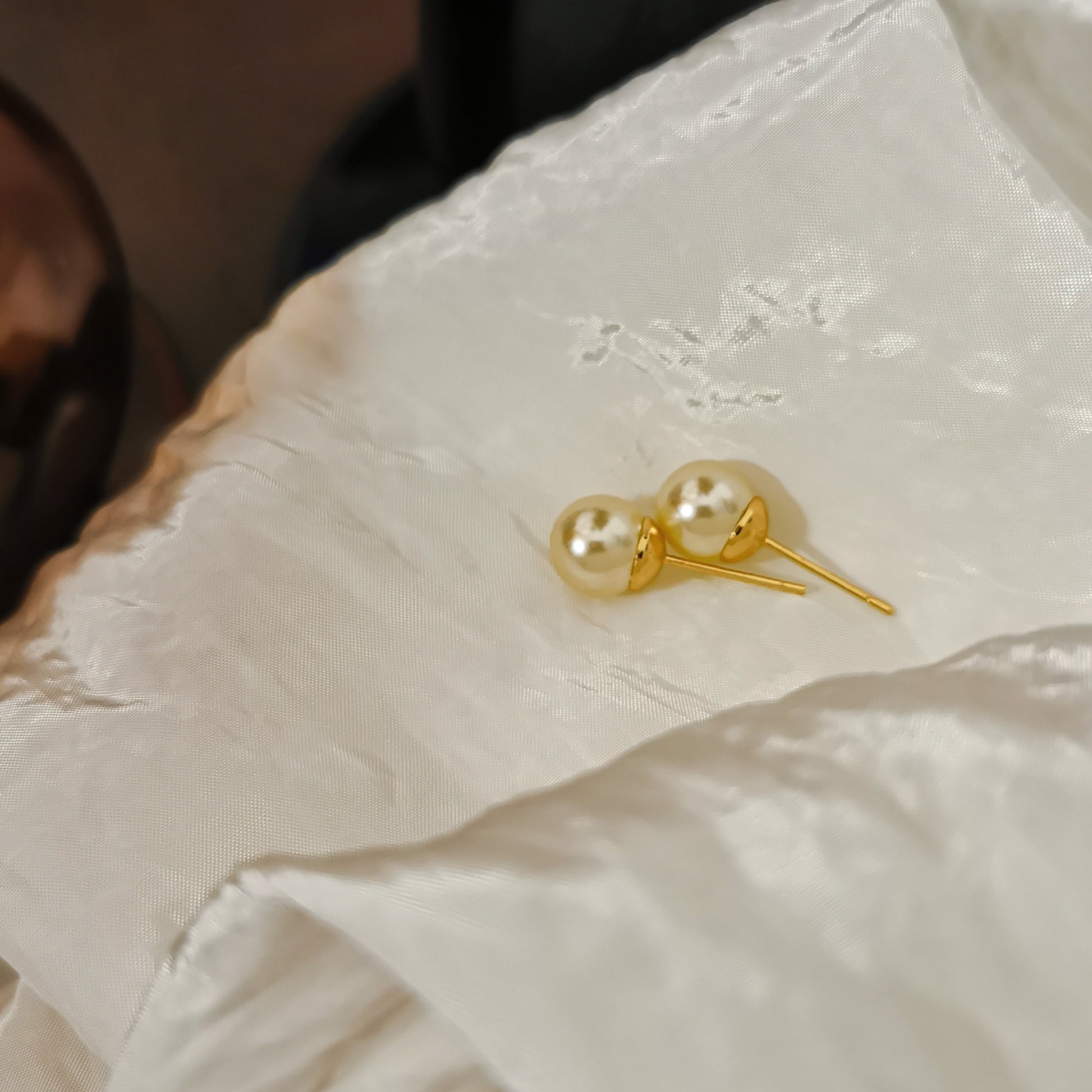 Classic Swarovski Pearl Stud Earrings with gold plating