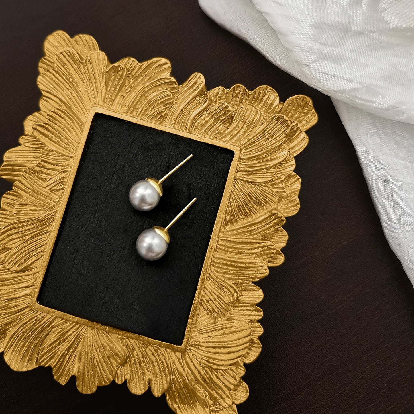 Classic Swarovski Pearl Stud Earrings with gold plating