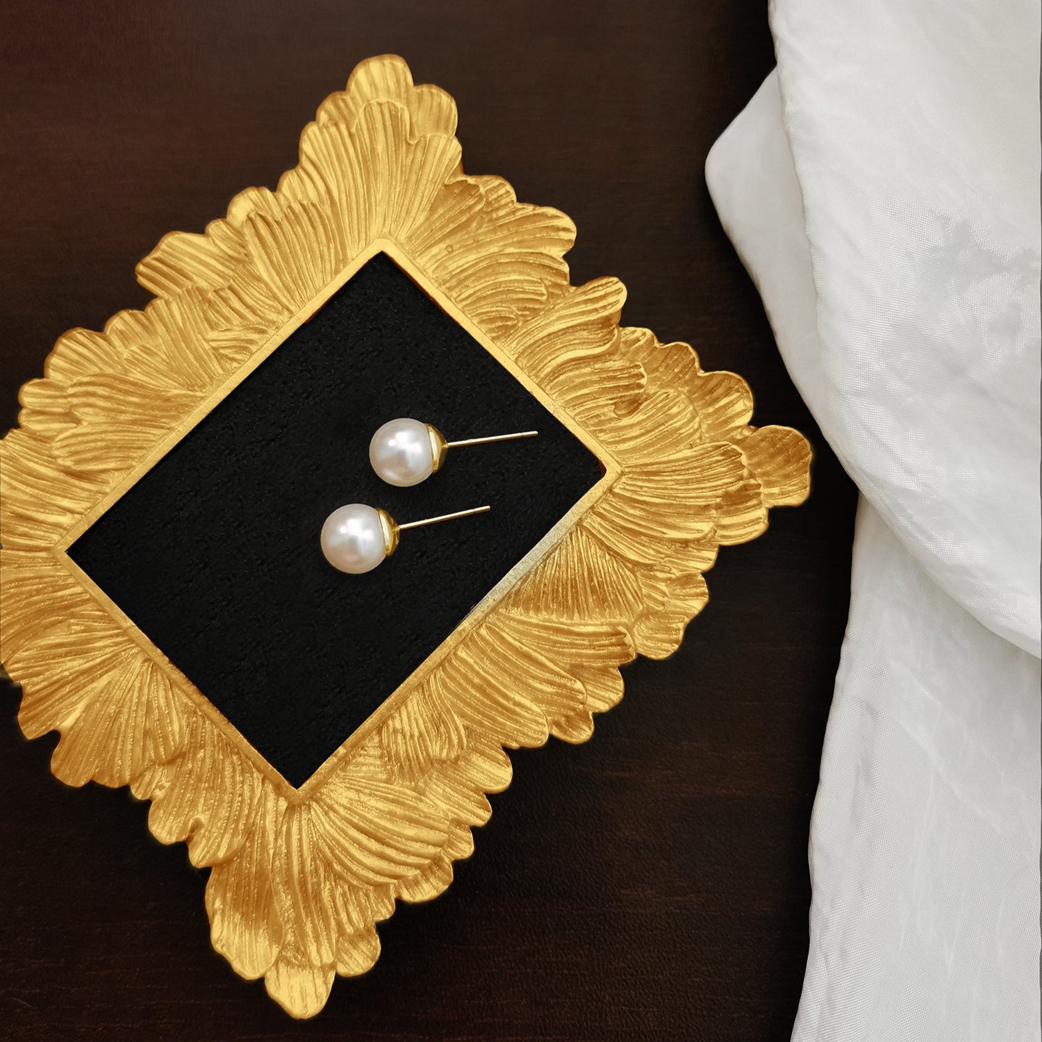 Classic Swarovski Pearl Stud Earrings with gold plating