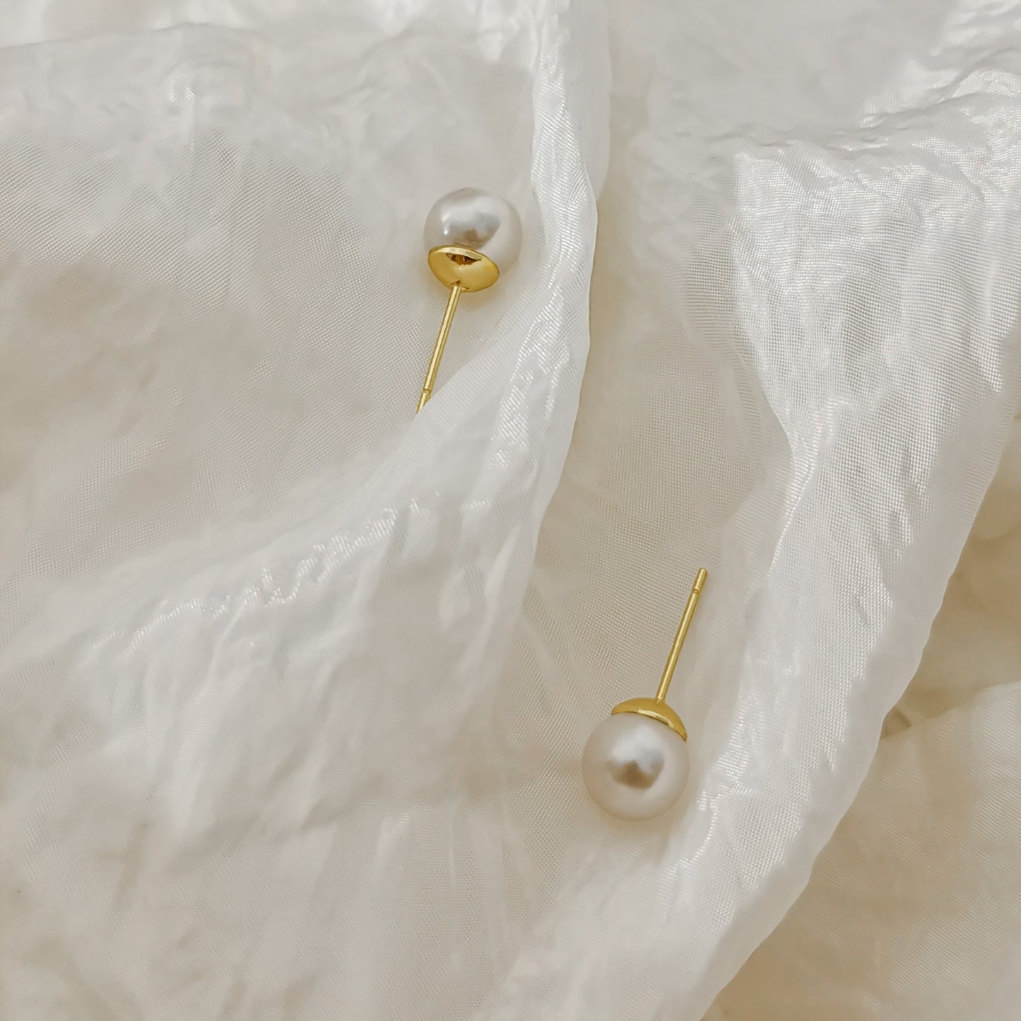Classic Swarovski Pearl Stud Earrings with gold plating