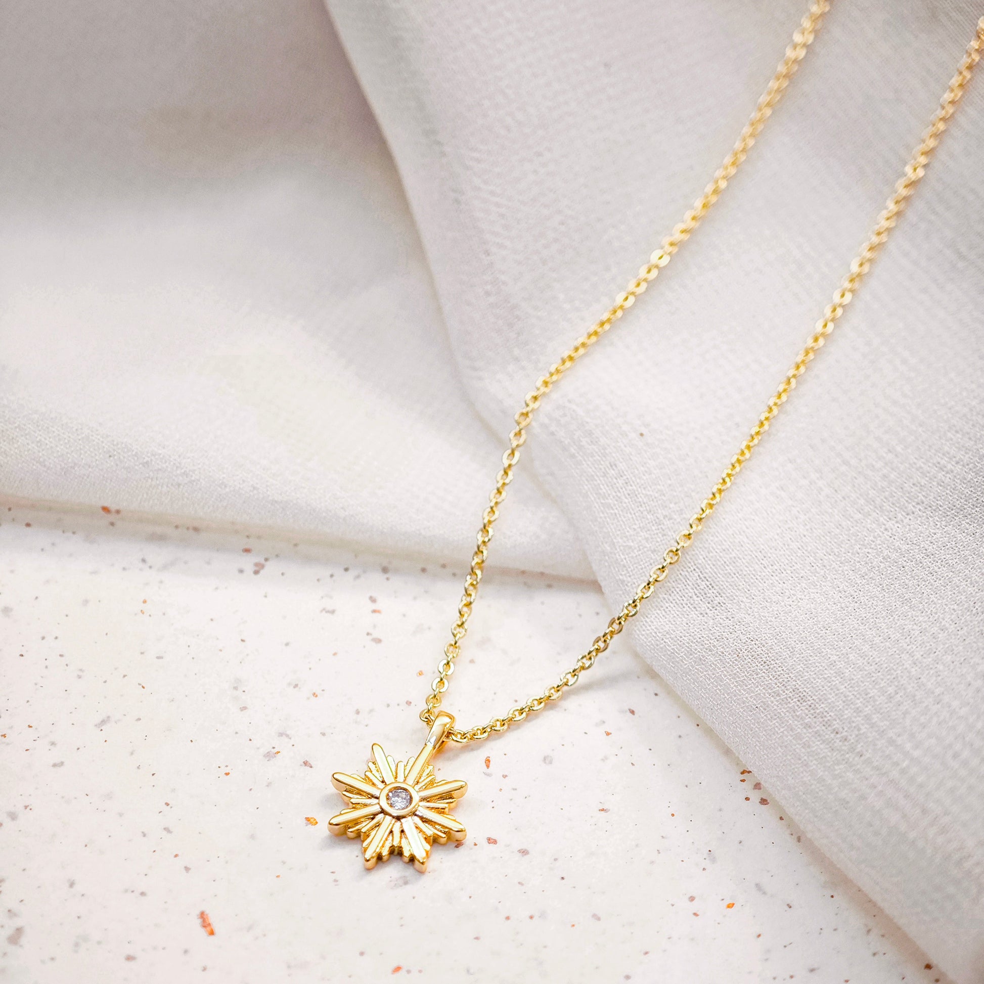 Golden Star Zircon Necklace with 14K gold plated pendant