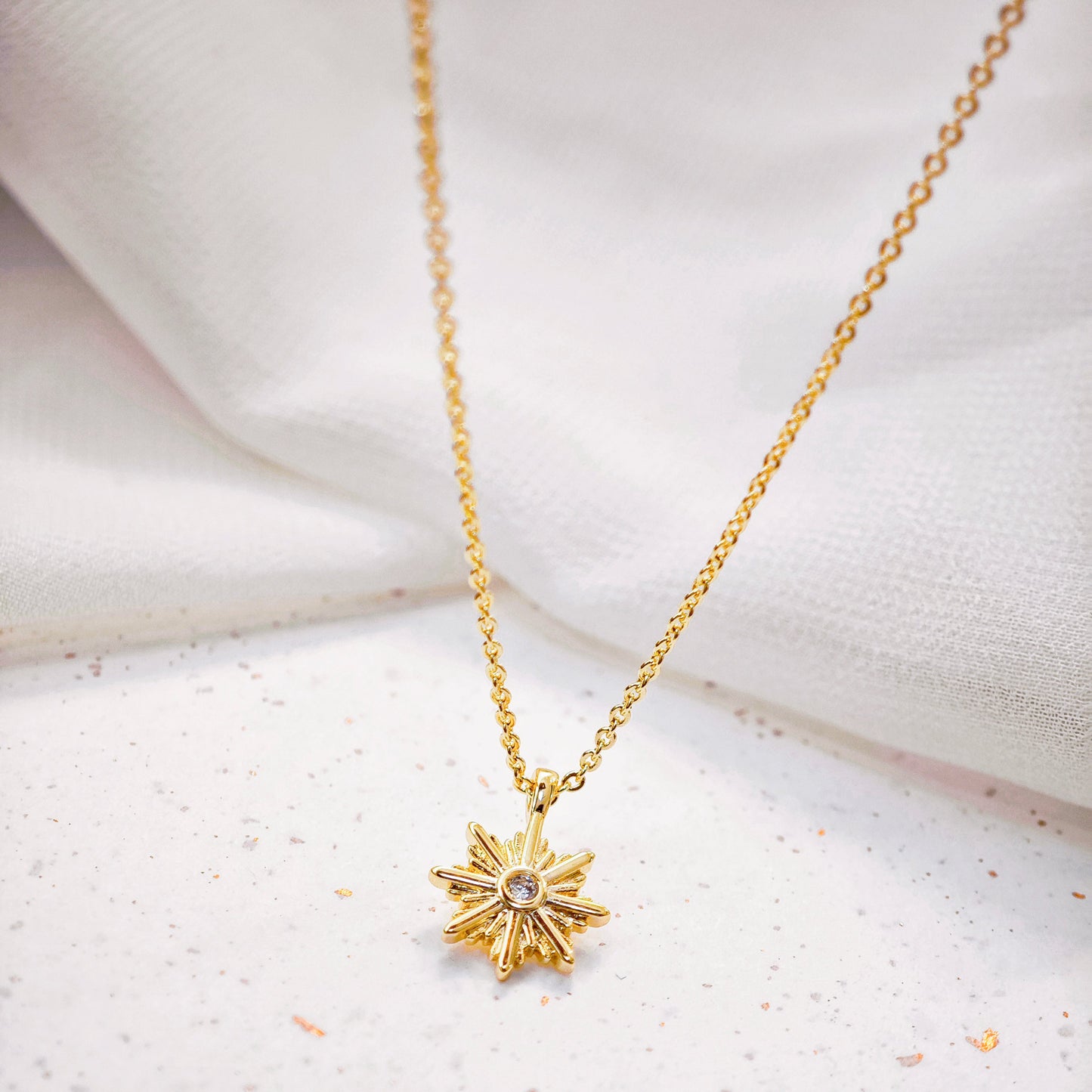 Golden Star Zircon Necklace with 14K gold plated pendant