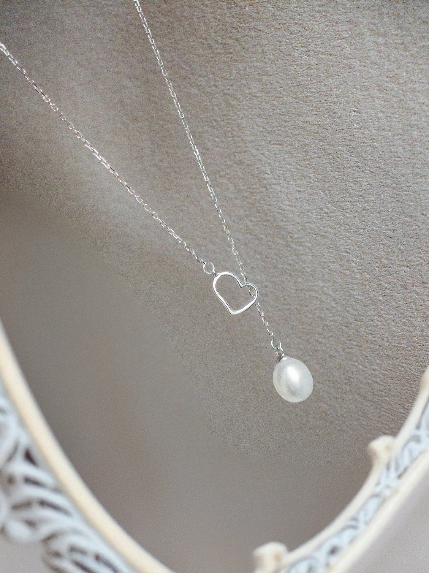 Dewdrop Heart Pearl Necklace