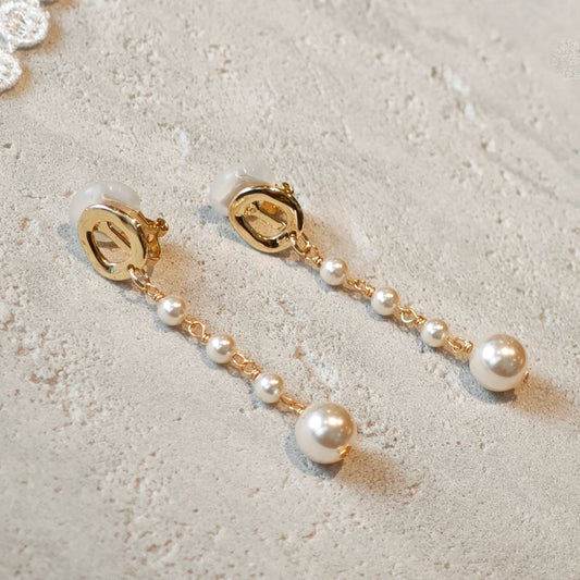 Chic Swarovski Pearl Drop Clip-On Earrings