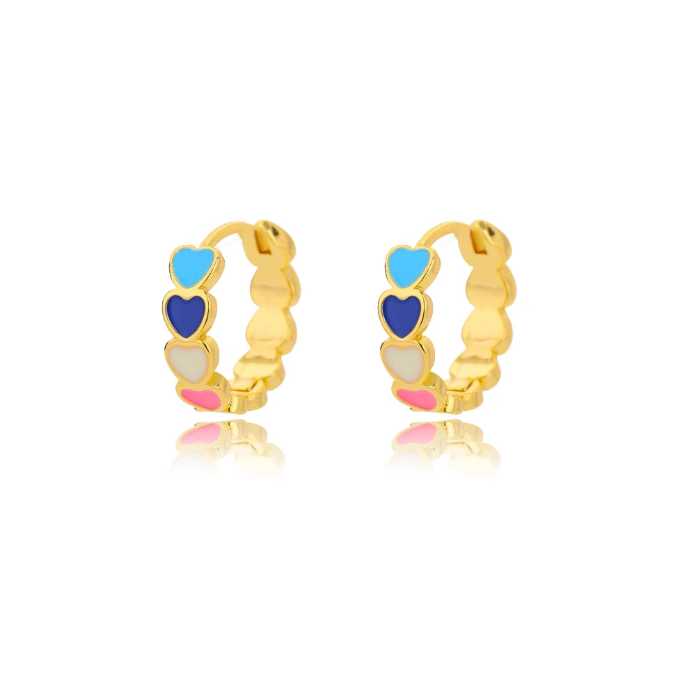 Charming Colorful Heart Hoop Earrings Stainless Steel