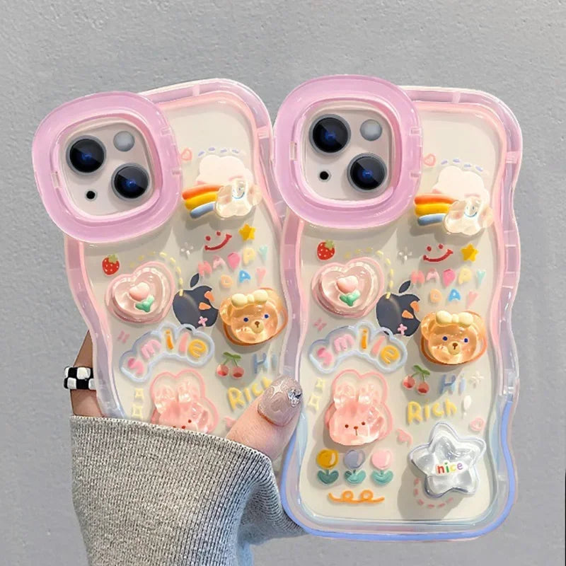 Adorable 3D Pop iPhone Case with Dual Kickstand – Rainbow