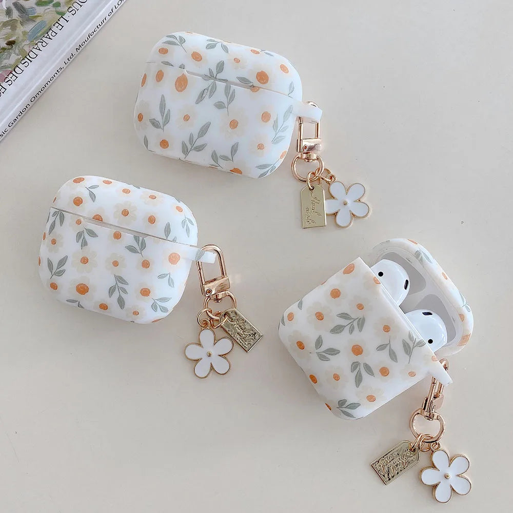 Floral Print AirPods Case with Charm protective design