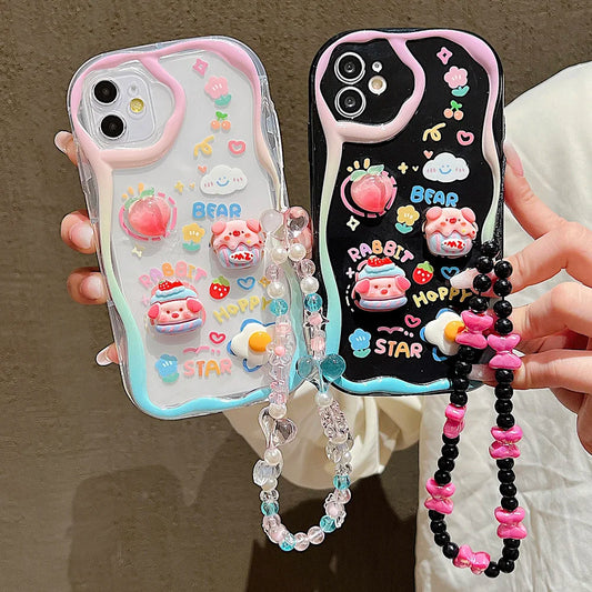 🍬Kawaii Overload! 3D Charm iPhone Case with Beaded Lanyard - iPhone 15/16 series