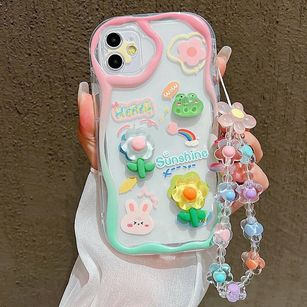 🍬Kawaii Overload! 3D Charm iPhone Case with Beaded Lanyard - iPhone 15/16 series