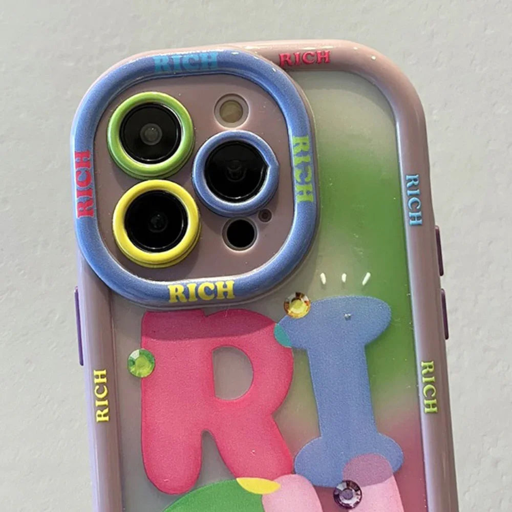 💎 RICH Vibes Only –  iPhone Case with Braided Wrist Strap