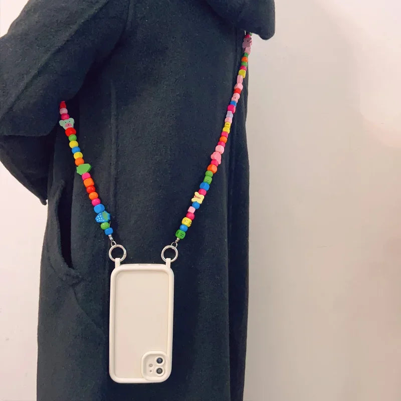 🍒 Color Pop & Wood Charm – Beaded Lanyard iPhone Case! - iPhone 11/12/13 series