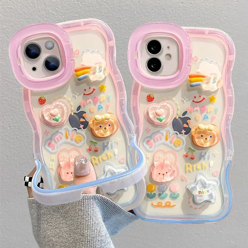 Adorable 3D Pop iPhone Case with Dual Kickstand – Rainbow