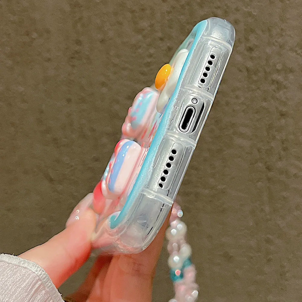 🍬Kawaii Overload! 3D Charm iPhone Case with Beaded Lanyard - iPhone 15/16 series