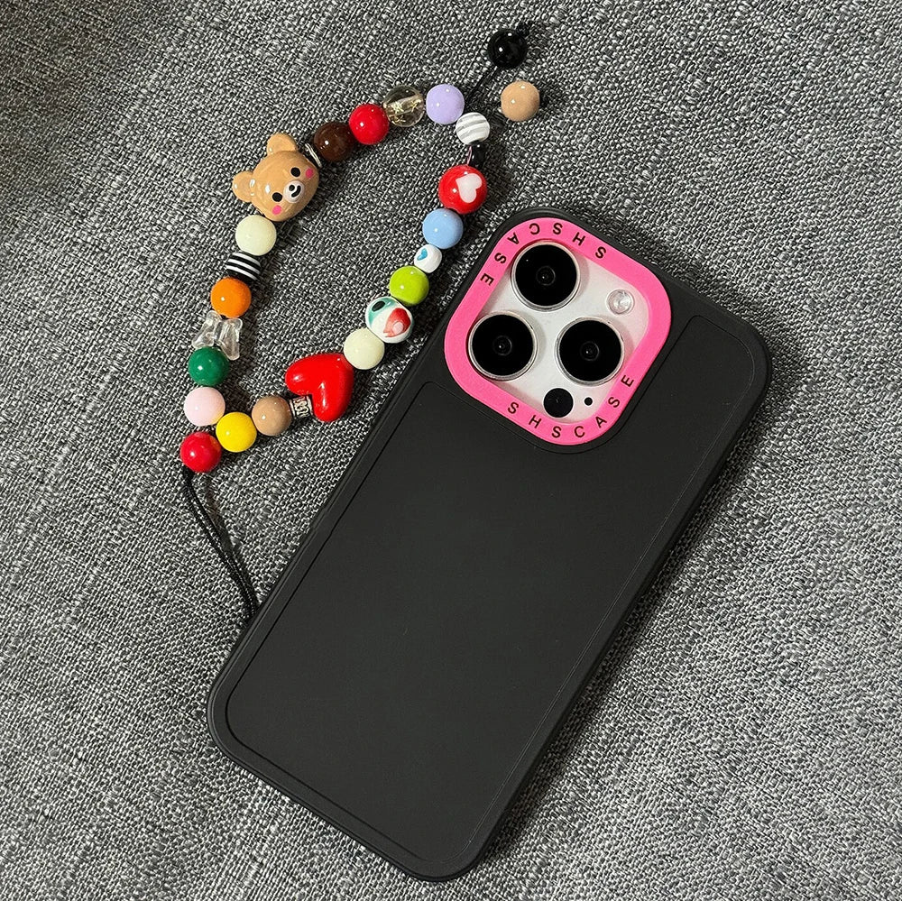 Colorful Beaded Bear Charm Phone Strap for Phone Cases