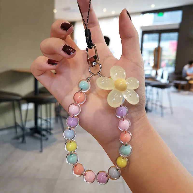 Flower Beaded Phone Wrist Strap – 11 Macaron Colors