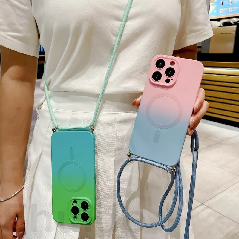 Gradient MagSafe iPhone Case with Crossbody Lanyard